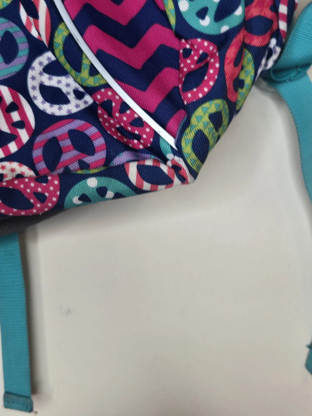 Garnet Hill Kids Peace Sign Chevron School Backpack Book Bag Like New